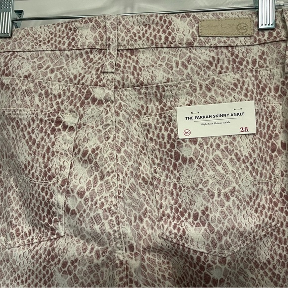 AG Jeans The Farrah Snake Print Skinny Jeans Pink Cream size 28 - Picture 3 of 14